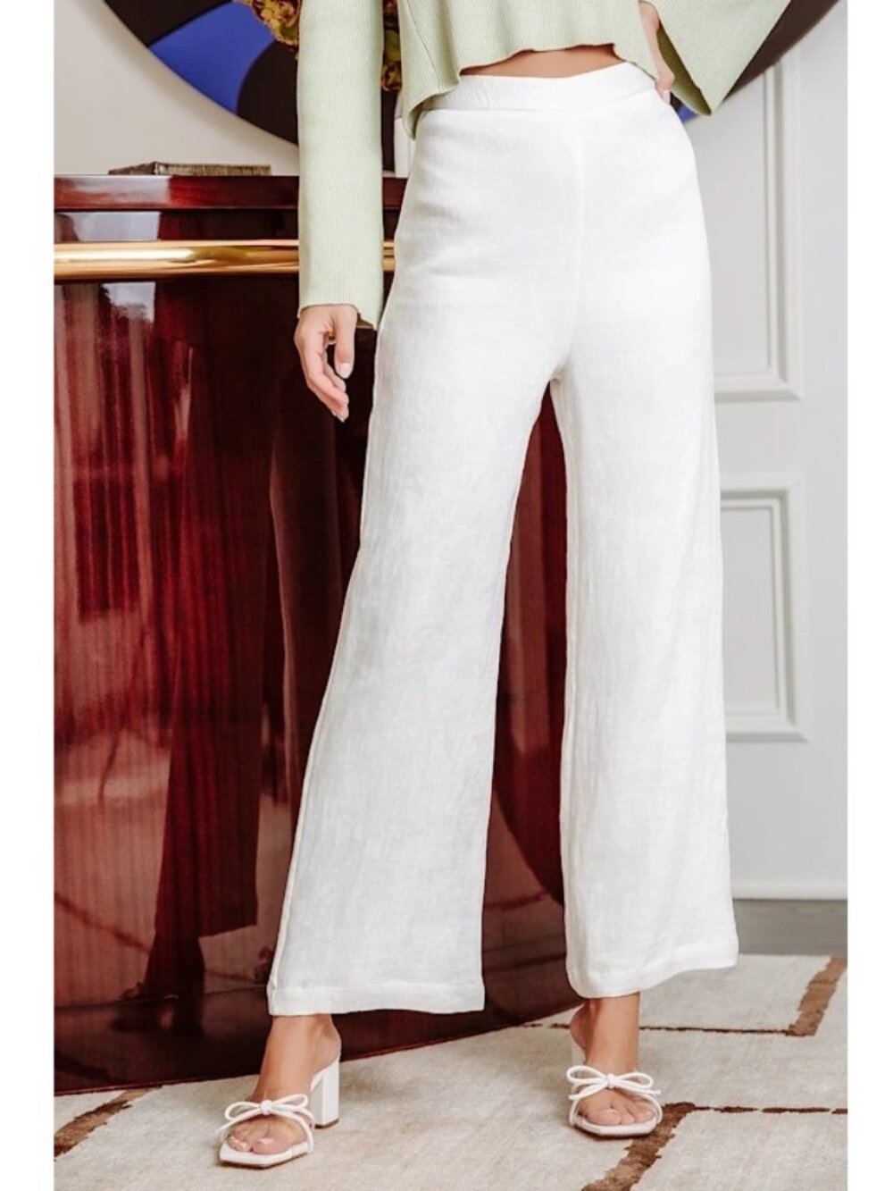 NWOT Lulu's White Wide Leg Linen Pants